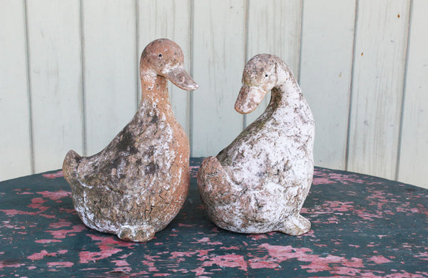 A Pair of Vintage Terracotta Ducks
