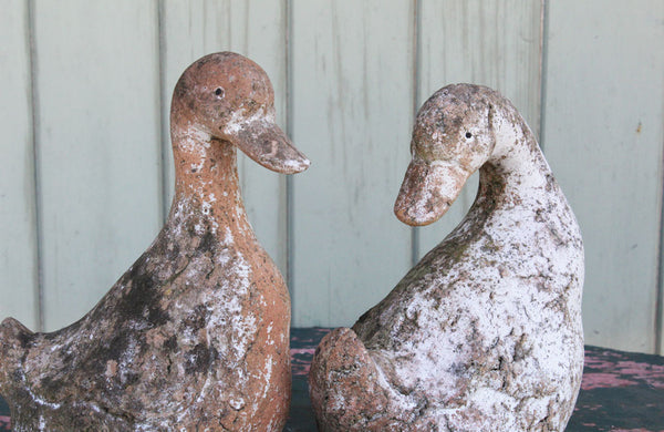 A Pair of Vintage Terracotta Ducks
