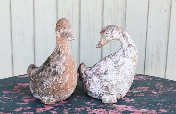 A Pair of Vintage Terracotta Ducks