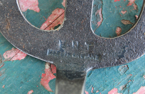A Vintage Steel Hand Fork with Turned Beech Wood Handle