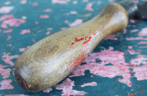 A Vintage Steel Hand Fork with Turned Beech Wood Handle