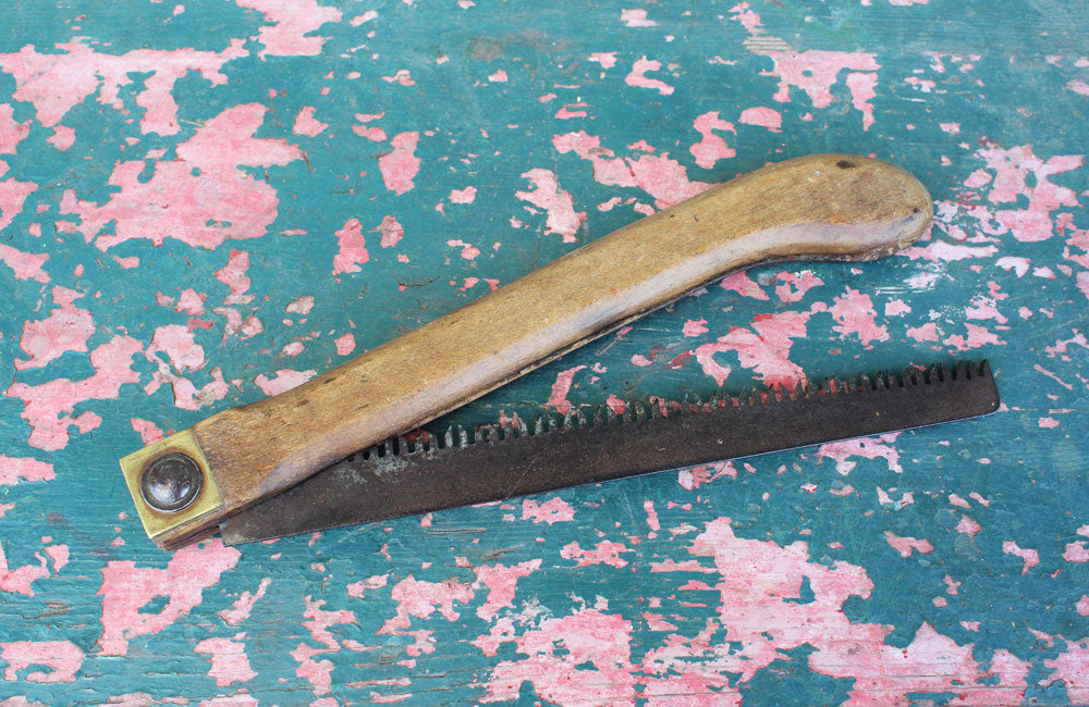 A Vintage Pruning Saw with Beach Wood Handle