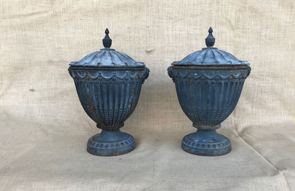 A Pair of Vintage Cast Iron Urns