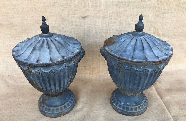 A Pair of Vintage Cast Iron Urns
