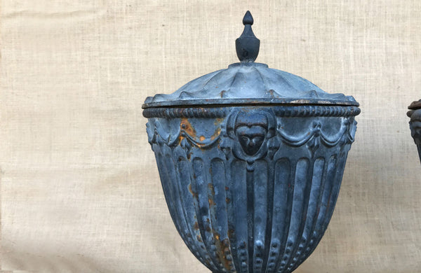 A Pair of Vintage Cast Iron Urns