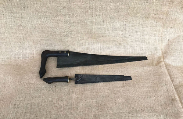 Two 19th C French Saws with Carved Hoof Handles