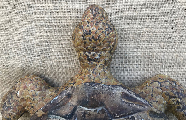 A 19th C Italian Carved Wood and Painted Turtle