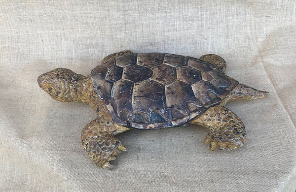 A 19th C Italian Carved Wood and Painted Turtle