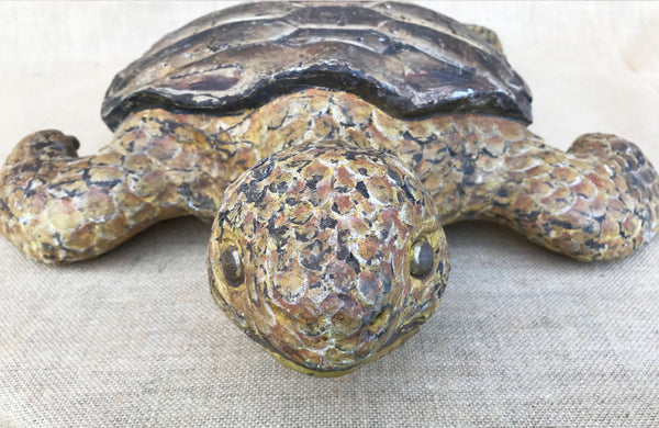 A 19th C Italian Carved Wood and Painted Turtle