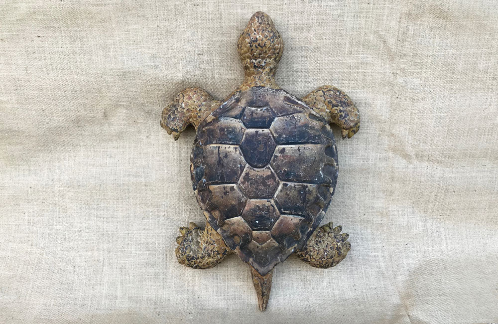 A 19th C Italian Carved Wood and Painted Turtle