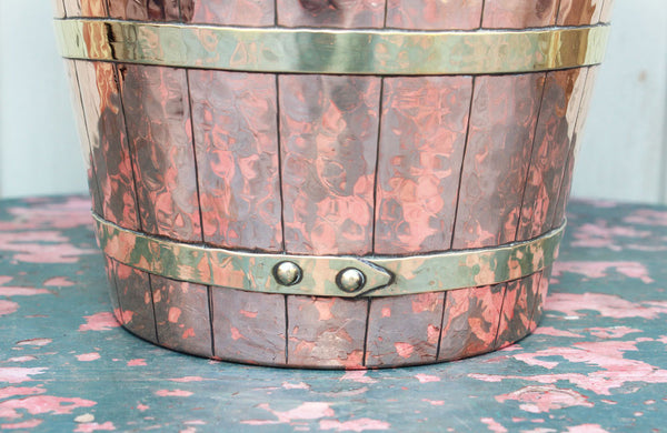 Edwardian Copper and Brass Bound Ice Bucket / Wine Cooler