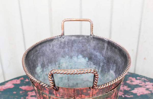 Edwardian Copper and Brass Bound Ice Bucket / Wine Cooler