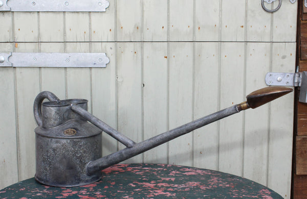 Galvanised Haws no.2 Long Reach Watering Can with Brass Rose