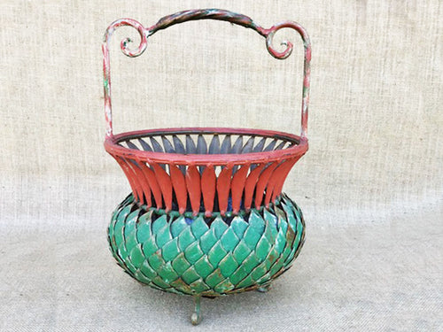 Vintage French painted metal basket