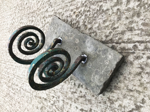 Victorian scrolled cast iron boot scraper