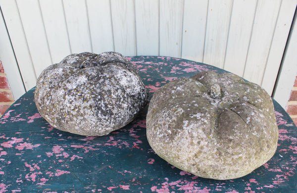 A Pair of Vintage Reconstituted Stone Pumpkins