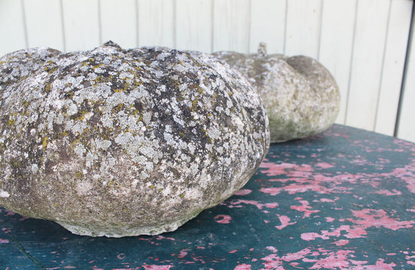 A Pair of Vintage Reconstituted Stone Pumpkins