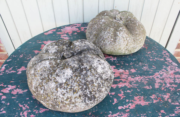 A Pair of Vintage Reconstituted Stone Pumpkins