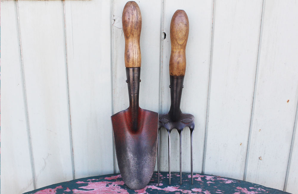 Rare Pair of Vintage Trowel and Fork by Skelton Sheffield