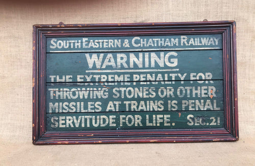 A Painted Railway Sign in Moulded Frame