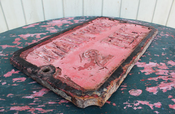 Cast Iron Victorian Sign "Main Cock 2 Feet"