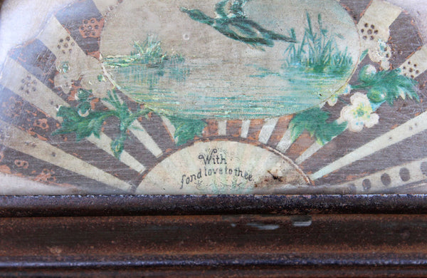 Victorian Tin Tea Caddy with a Decoupage Front