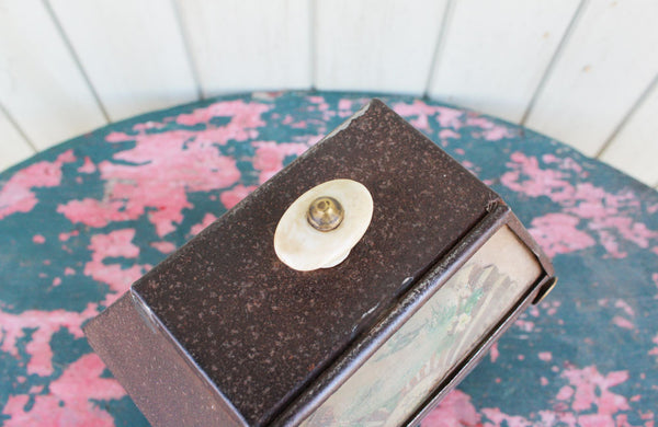 Victorian Tin Tea Caddy with a Decoupage Front