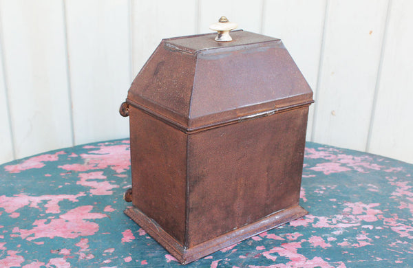 Victorian Tin Tea Caddy with a Decoupage Front