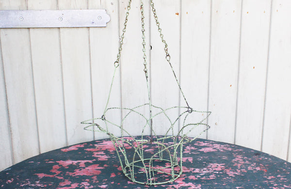 Victorian Wire Hanging Basket with Apple Green Paint