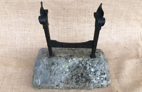 A Victorian Wrought Iron boot Scraper with Fleur de Lys Scrolls