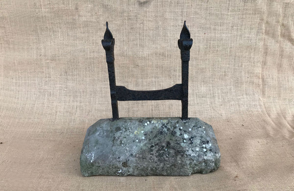 A Victorian Wrought Iron boot Scraper with Fleur de Lys Scrolls