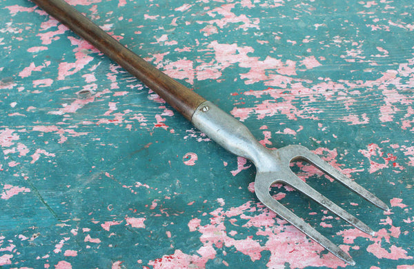 Vintage Pine Long Handled Aluminium "Bunny" Hand Fork