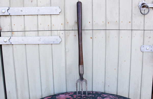 Vintage Pine Long Handled Aluminium "Bunny" Hand Fork