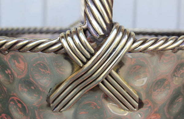 Vintage Brass Basket with Rope Twist Handle