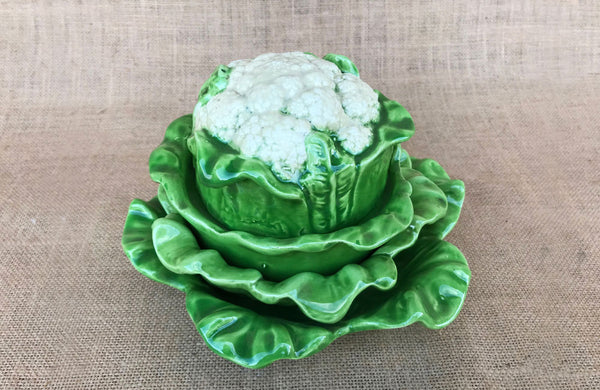 An Early 20th C French Glazed Pottery Cauliflower Dish Set