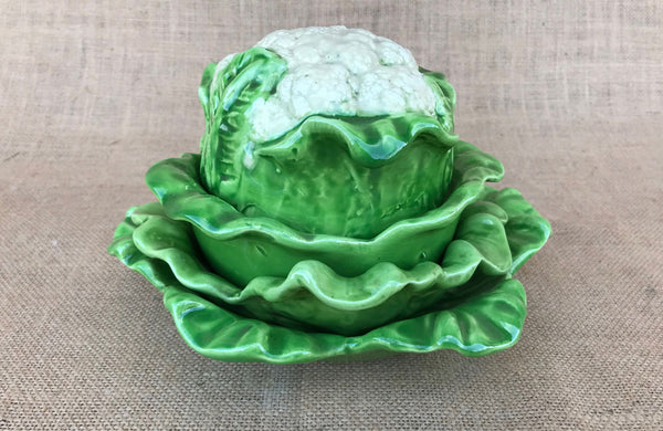 An Early 20th C French Glazed Pottery Cauliflower Dish Set