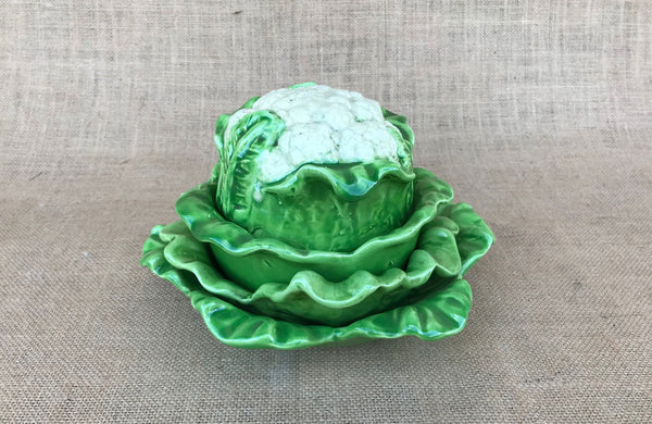 An Early 20th C French Glazed Pottery Cauliflower Dish Set