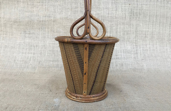 A Vintage French Rattan Cutlery Basket