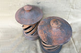 A Pair of Antique Terracotta Chimney Pots with Removable Lids