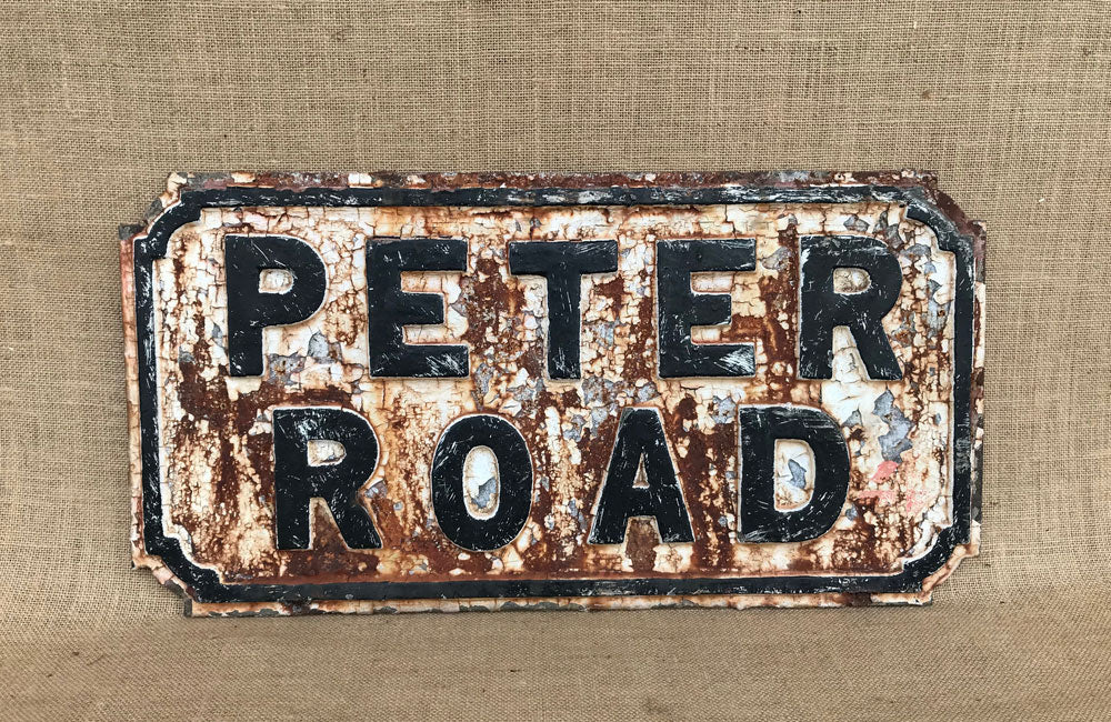 Cast Iron Street Sign of Peter Road