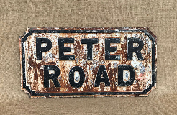 Cast Iron Street Sign of Peter Road