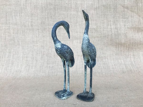 A pair of vintage spelter cranes