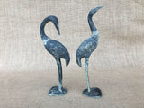 A pair of vintage spelter cranes