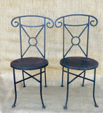 Pair 1960s High Back Iron Chairs