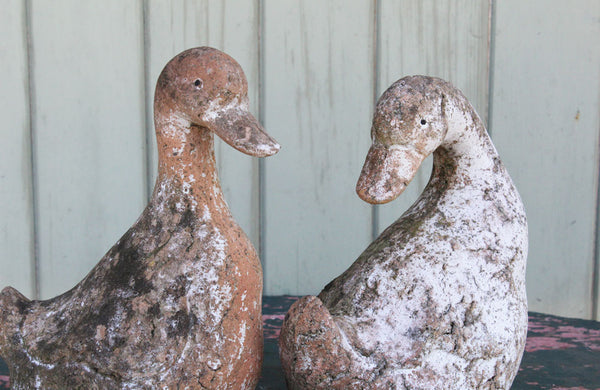 A Pair of Vintage Terracotta Ducks 