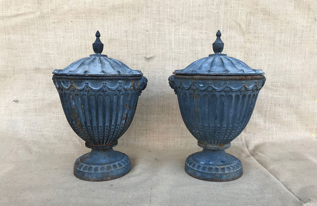 A Pair of Vintage Cast Iron Urns