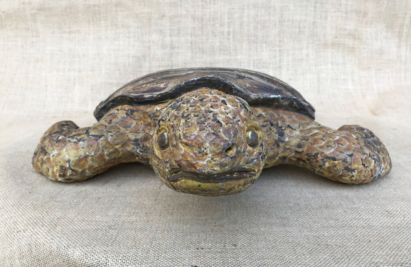 A 19th C Italian Carved Wood and Painted Turtle