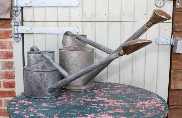 Galvanised Haws no.2 Long Reach Watering Can with Brass Rose