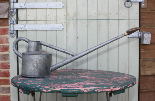 Galvanised Haws no.2 Long Reach Watering Can with Brass Rose