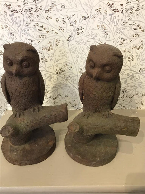 A Pair of vintage cast iron owls